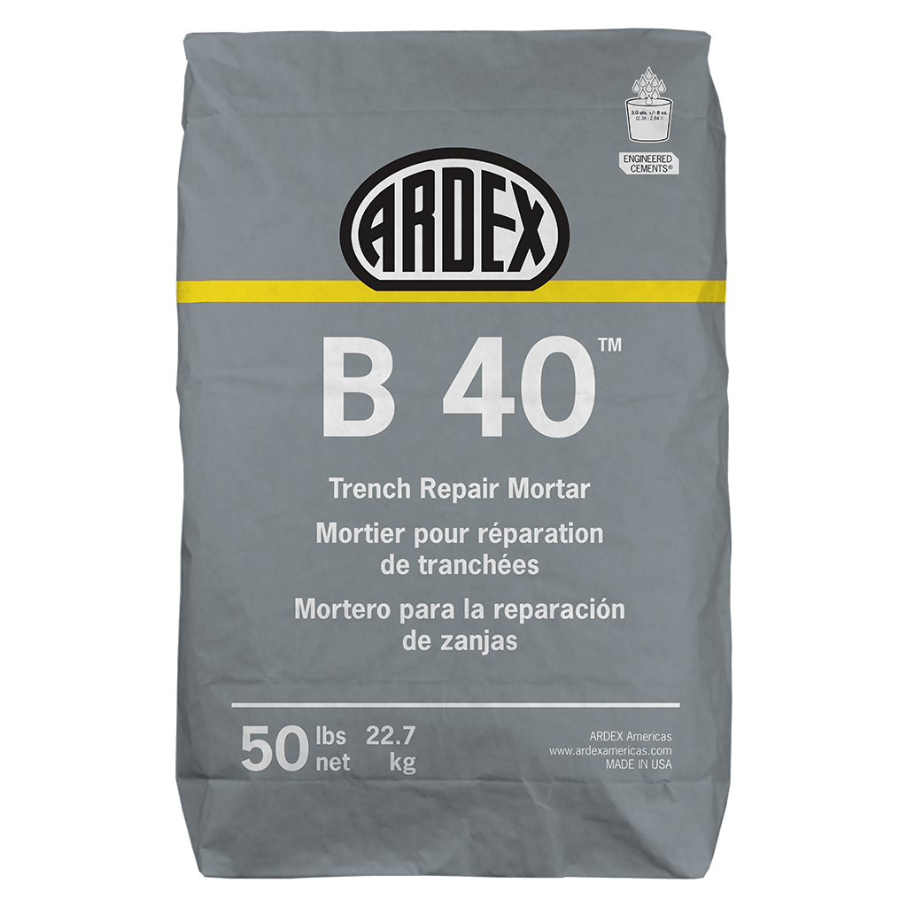 ARDEX B 40 Trench Repair Mortar Fast-Setting, Horizontal Concrete Repair Mortar, 50 Lbs Bag