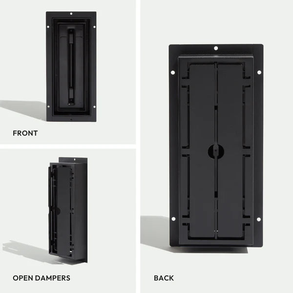Fittes Aria Flush Floor Vent Lite — Ultra-Low Profile HVAC Floor Vent, Matte Black Colored