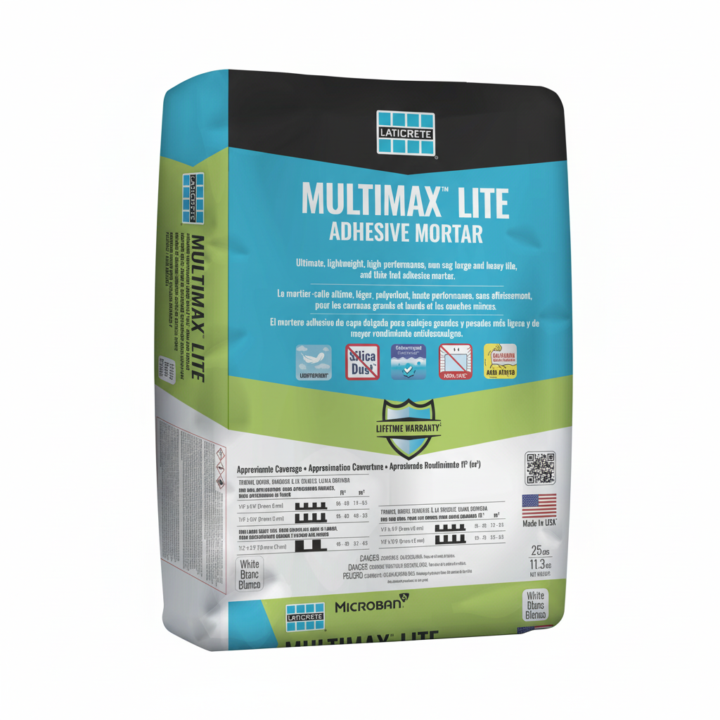 Laticrete Multimax Lite Tile Mortar Polymer Fortified, White, 25 Lbs Bag