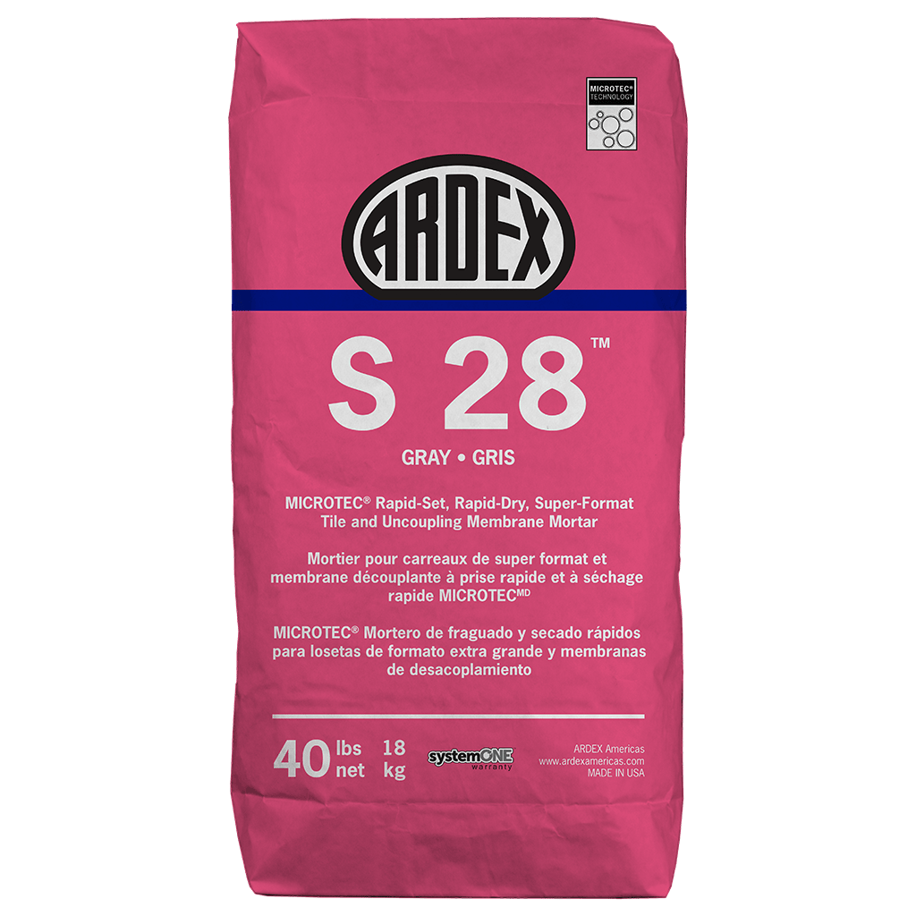 Ardex S 28 MICROTEC Rapid Set, Rapid Dry Super Format Tile and Uncoupling Membrane Tile and Stone Mortar, 40 Lbs Bag