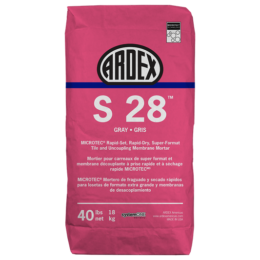 Ardex S 28 MICROTEC Rapid Set, Rapid Dry Super Format Tile and Uncoupling Membrane Tile and Stone Mortar, 40 Lbs Bag