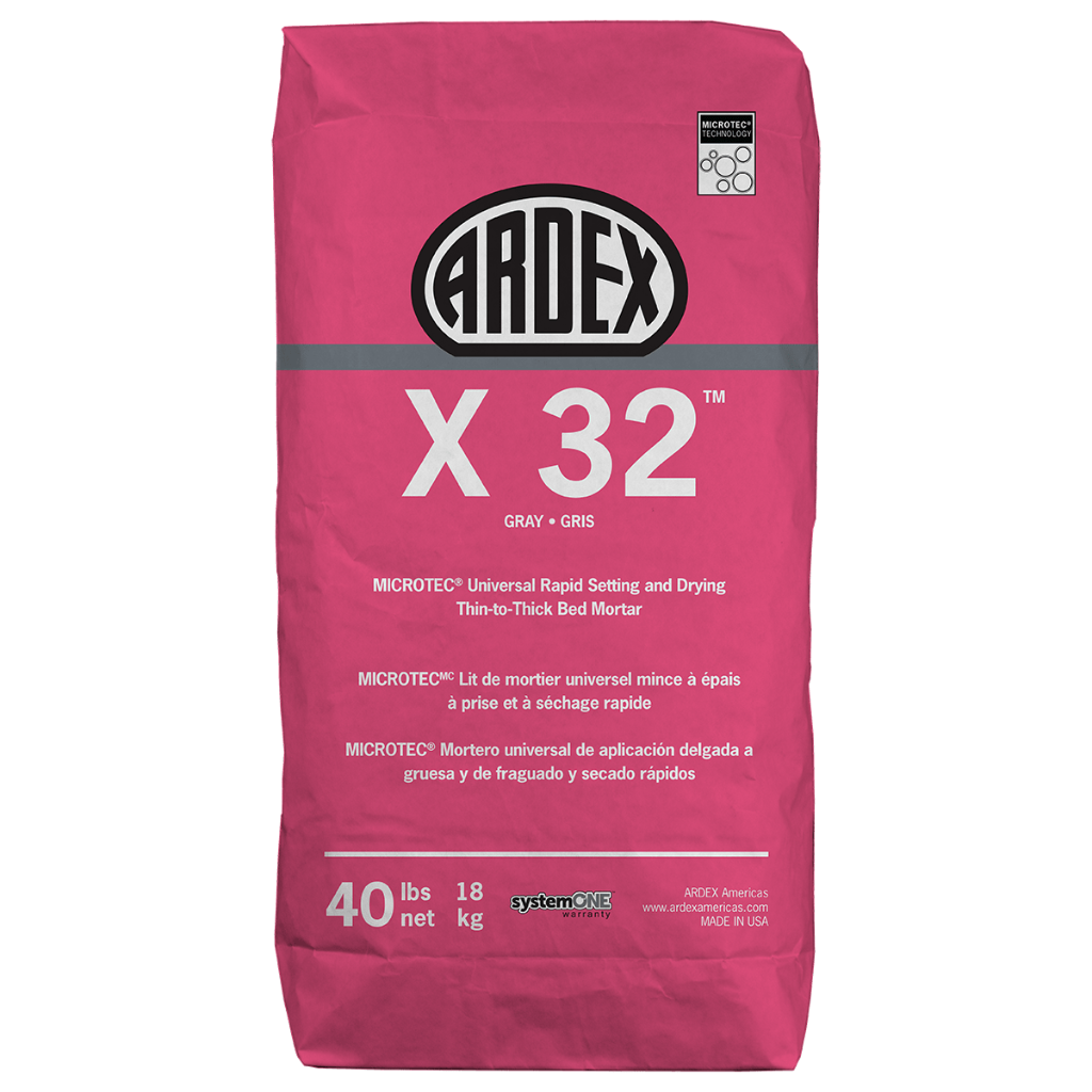 Ardex X 32 MICROTEC Rapid Set Thin-to-Thick Bed Mortar, Gray, 40 Lbs Bag