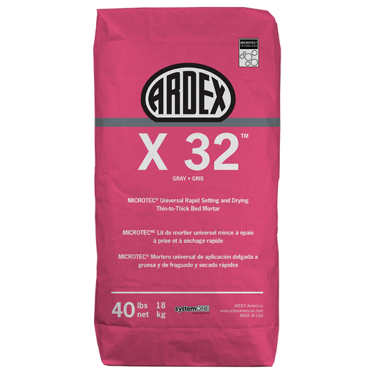 Ardex X 32 MICROTEC Rapid Set Thin-to-Thick Bed Mortar, Gray, 40 Lbs Bag