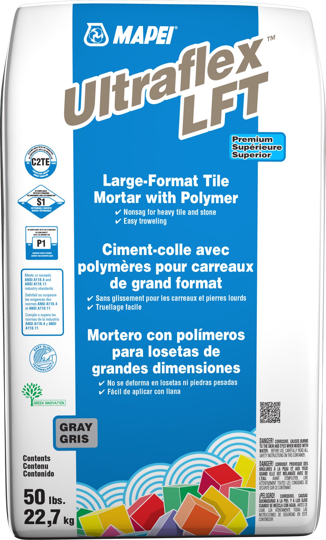 Mapei Ultraflex LFT Premium, Large-and-Heavy-Tile Mortar with Polymer, 50 Lbs Bag