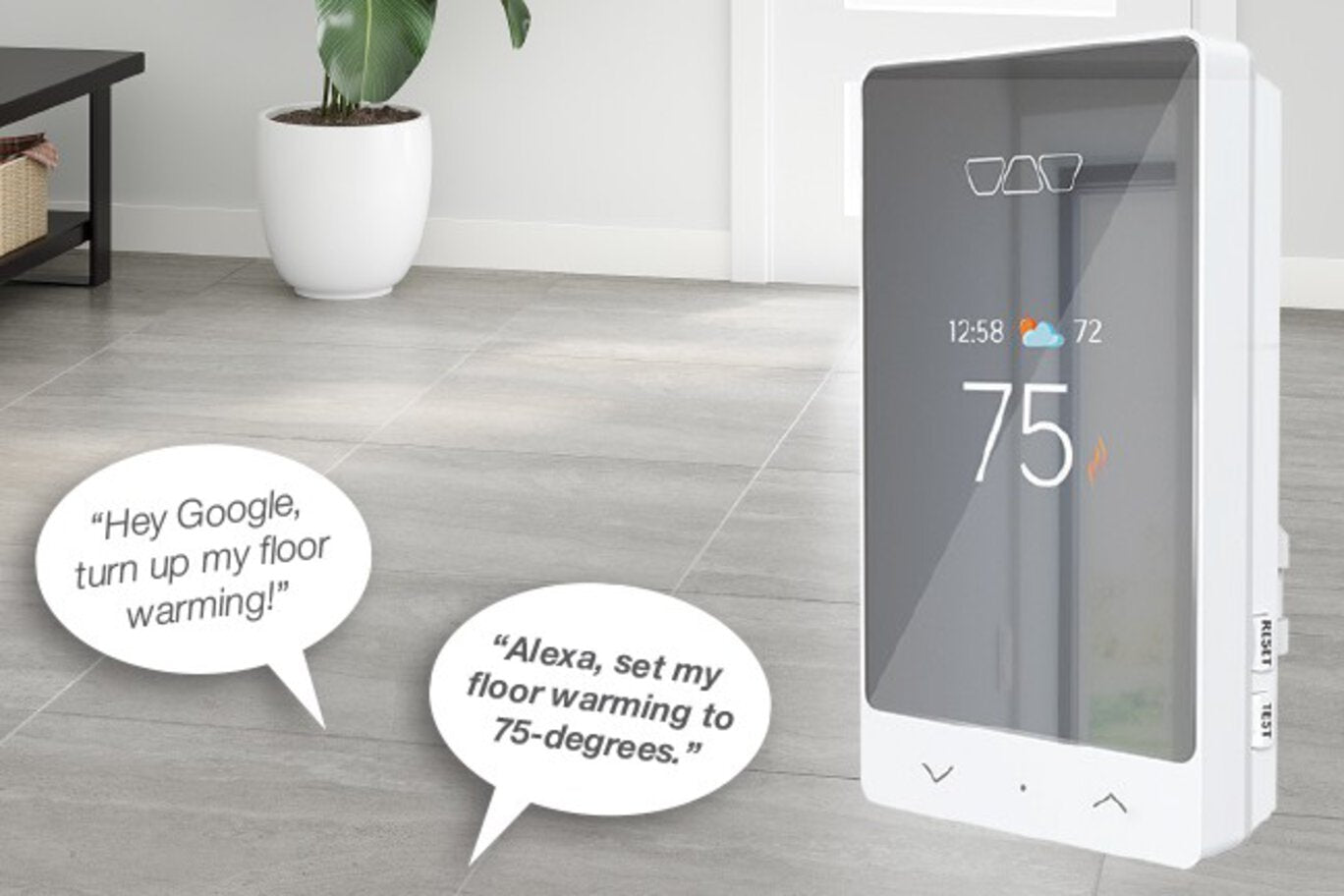 Schluter Systems DITRA-HEAT-E-RT DHERT105/BW Smart WiFi Touchscreen Thermostat for DITRA-HEAT System