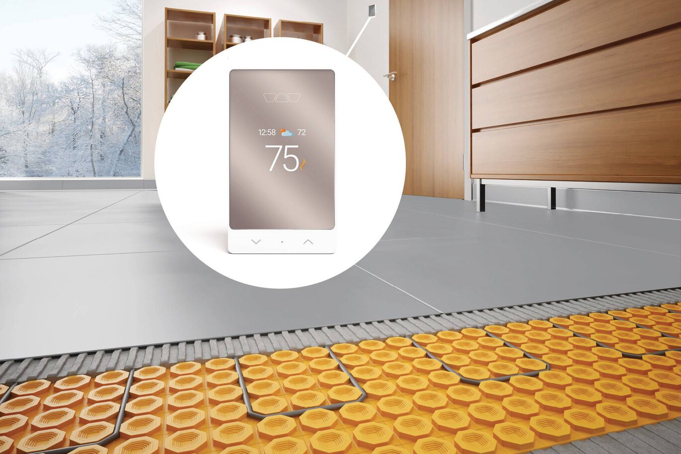 Schluter Systems DITRA-HEAT-E-RT DHERT105/BW Smart WiFi Touchscreen Thermostat for DITRA-HEAT System